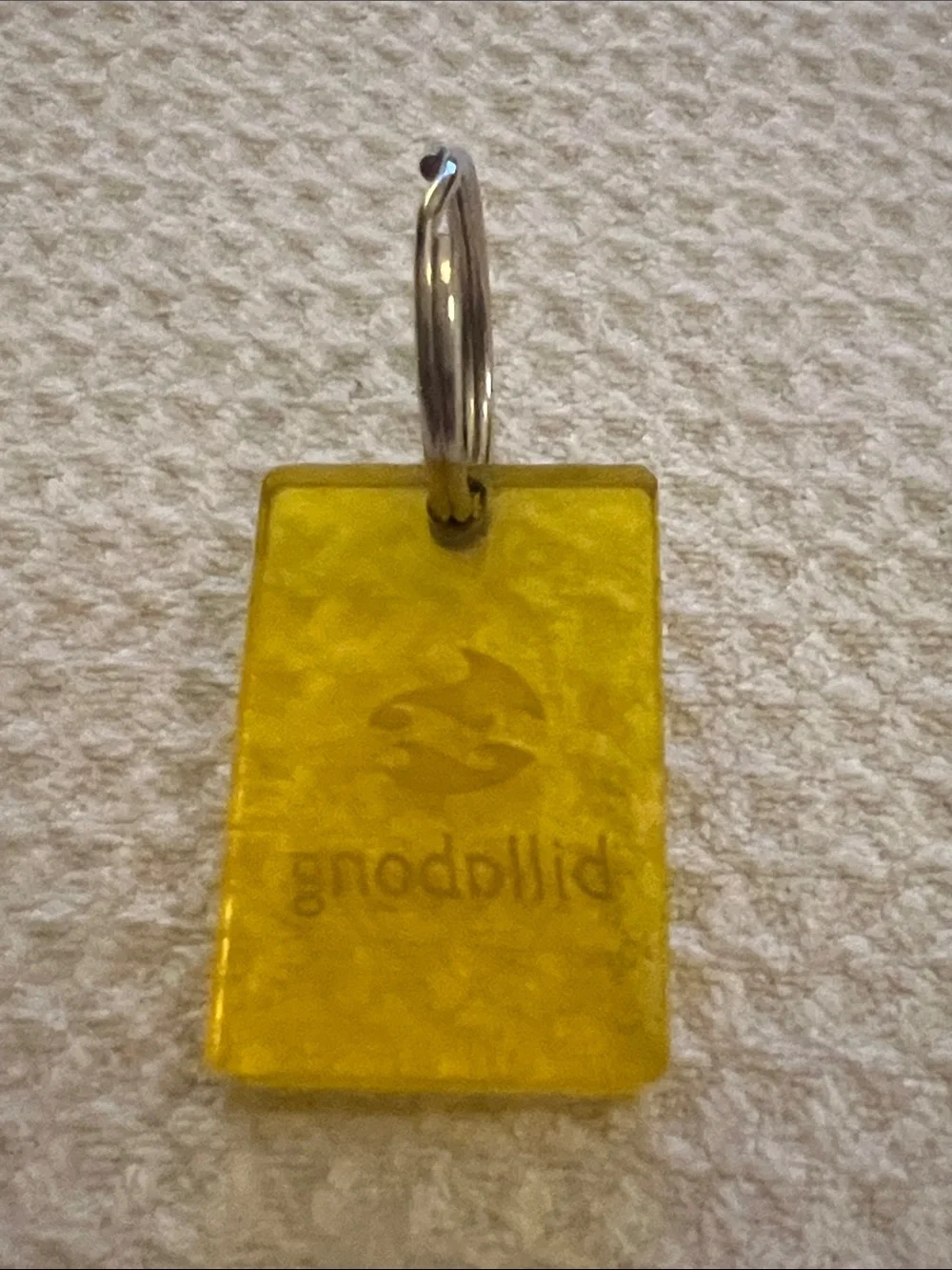 Billabong Yellow Acrylic Logo Keyring with Metal Split Ring